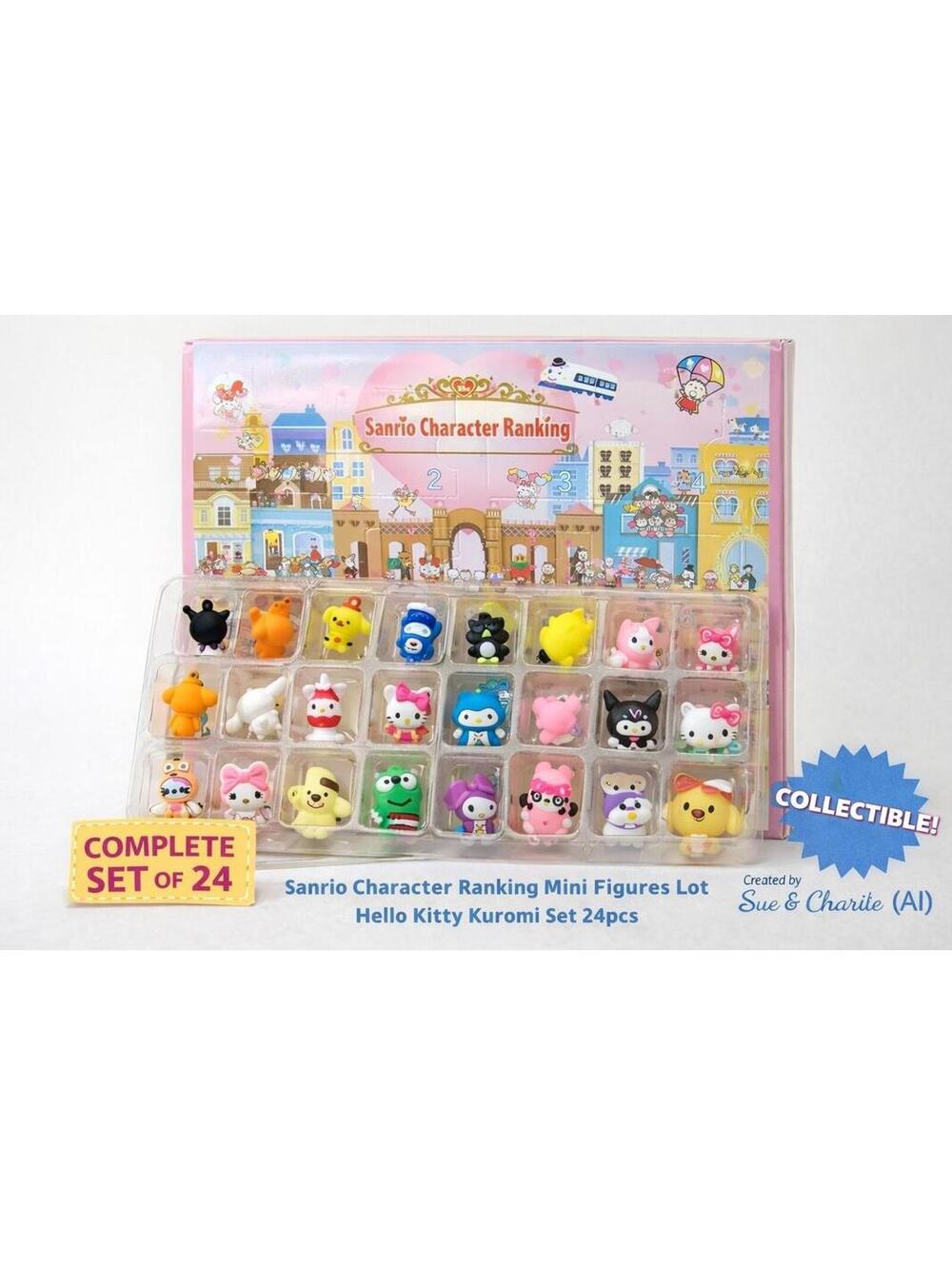 Sanrio Character Ranking Mini Figures Lot Hello Kitty Kuromi Set 24pcs